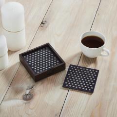 89710-White-Stars-On-Navy-MDF-Coaster-w-Container-Set-of-6-4x4-image-1