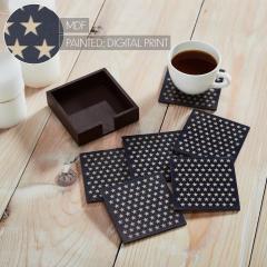 89710-White-Stars-On-Navy-MDF-Coaster-w-Container-Set-of-6-4x4-image-8