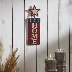 HOME w/ Star In Red Outline MDF Wall Hanging 16x5