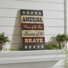 89717-AMERICA-Home-Of-The-Free-Because-Of-The-Brave-w-Stars-Stripes-MDF-Wall-Sign-16x10-image-1