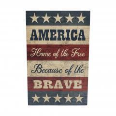 89717-AMERICA-Home-Of-The-Free-Because-Of-The-Brave-w-Stars-Stripes-MDF-Wall-Sign-16x10-image-3