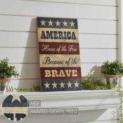 89717-AMERICA-Home-Of-The-Free-Because-Of-The-Brave-w-Stars-Stripes-MDF-Wall-Sign-16x10-image-7