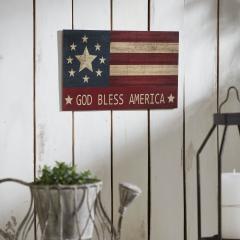GOD BLESS AMERICA On Vintage American Flag MDF Wall Sign 10x16