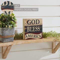 89721-God-Bless-America-White-Blue-Red-MDF-Block-Sign-6x6x1-image-7