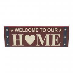 89722-Welcome-To-Our-Home-w-White-Stars-On-Blue-Stripes-MDF-Wall-Sign-6x18-image-3