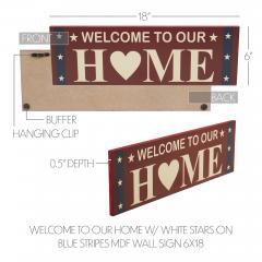 89722-Welcome-To-Our-Home-w-White-Stars-On-Blue-Stripes-MDF-Wall-Sign-6x18-image-6