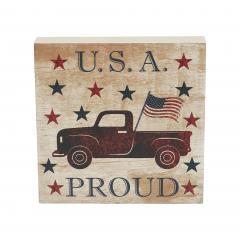 89741-My-Country-USA-Proud-Red-Truck-w-Red-Blue-Stars-MDF-Block-Sign-6x6x1-image-3