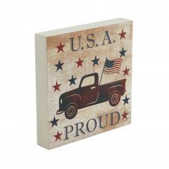 89741-My-Country-USA-Proud-Red-Truck-w-Red-Blue-Stars-MDF-Block-Sign-6x6x1-image-5