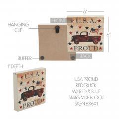 89741-My-Country-USA-Proud-Red-Truck-w-Red-Blue-Stars-MDF-Block-Sign-6x6x1-image-6