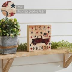 89741-My-Country-USA-Proud-Red-Truck-w-Red-Blue-Stars-MDF-Block-Sign-6x6x1-image-7