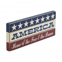 89742-AMERICA-Home-Of-The-Free-And-The-Brave-w-White-Stars-On-Blue-Stripe-MDF-Sign-3.5x9-image-5