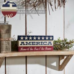 89742-AMERICA-Home-Of-The-Free-And-The-Brave-w-White-Stars-On-Blue-Stripe-MDF-Sign-3.5x9-image-7