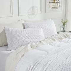 VHC Brands White Waffle Weave Queen Sham Set (2-Pack) - 20x30 Farmhouse Boho Decorative Pillow Covers
