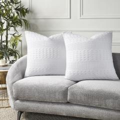 VHC Brands Waffle Weave White Euro Shams (Set of 2), 26x26 - Farmhouse Boho Decorative Pillow Covers