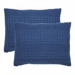85120-Waffle-Weave-Navy-Blue-Standard-Sham-Set-of-2-26Lx20W-image-3