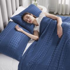 85121-Waffle-Weave-Navy-Blue-Queen-Sham-Set-of-2-30Lx20W-image-2