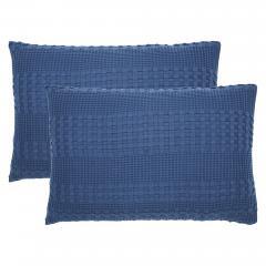 85121-Waffle-Weave-Navy-Blue-Queen-Sham-Set-of-2-30Lx20W-image-3