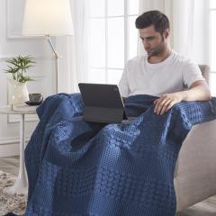 85127-Waffle-Weave-Navy-Blue-Throw-60Lx50W-image-4