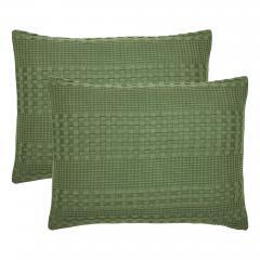 85128-Waffle-Weave-Olive-Green-Standard-Sham-Set-of-2-26Lx20W-image-3