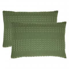 85130-Waffle-Weave-Olive-Green-King-Sham-Set-of-2-36Lx20W-image-2