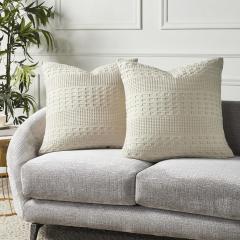 VHC Brands Waffle Weave Natural Euro Sham Set, 26x26 - Farmhouse Boho Decorative Pillow Covers (2-Pack)