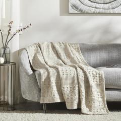 VHC Brands Waffle Weave Natural Throw 50x60 - Cotton Decorative Blanket for Bed, Couch, Sofa | Boho Farmhouse Home Decor