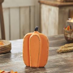 Tall Orange Wooden Pumpkin 8x5x2