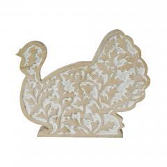 89820-White-Wash-Wooden-Harvest-Leaf-Carved-Turkey-11.5x13.5x2.5-image-2