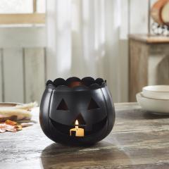Jack-O-Lantern Candle Holder Black 6.25x7.5x7.5
