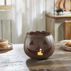 Jack-O-Lantern Candle Holder Bronze 6.25x7.5x7.5