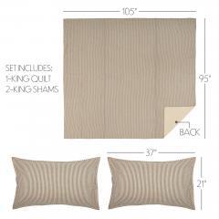90166-Sawyer-Mill-Charcoal-Ticking-Stripe-King-Quilt-Set-1-Quilt-105Wx95L-w-2-Shams-21x37-5pc-Bundle-Quilt-Shams-Pillow-Cases-image-4
