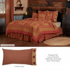 Ninepatch Star Luxury King Quilt 120Wx105L 3pc Bundle (Quilt, Pillow Cases)