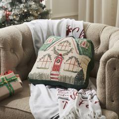 Christmas Cottage Pillow with Beads 14x14