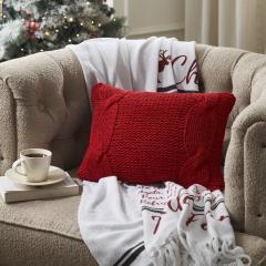 Cable Knit Sweater Pillow Red 12x16