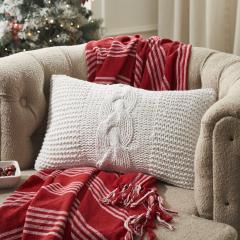 Cable Knit Sweater Pillow White 12x20