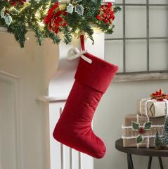 Quilted Red Velvet Stocking with White Bow 11x18