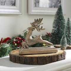 Feathered Finish Wooden Reindeer 7x6.5x2