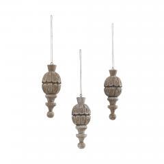 89918-Vintage-Finial-Ornament-Feathered-Finish-Set-of-3-6.5x2.5x2.5-image-2