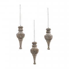 89919-Rustic-Finial-Ornament-Feathered-Finish-Set-of-3-6.5x2.5x2.5-image-2