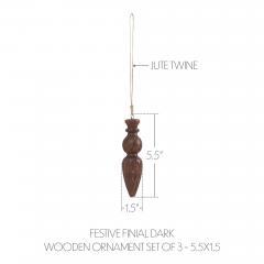 89930-Festive-Finial-Dark-Wooden-Ornament-Set-of-3-5.5-inch-image-3