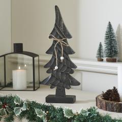 Primitive Pine Distressed Black Wooden Tree 17x7x2