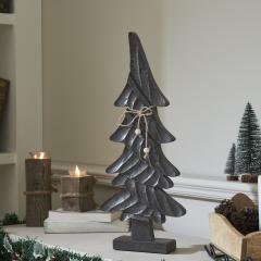 Primitive Pine Distressed Black Wooden Tree 21x9x2