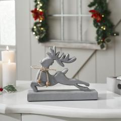Through the Snow Distressed Grey Wooden Reindeer 7x9x2