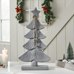 Starry Pine Distressed Grey Wooden Tree 17x8.75x2