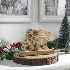 Natural Wooden Snowflake Bear 6x8.5x2