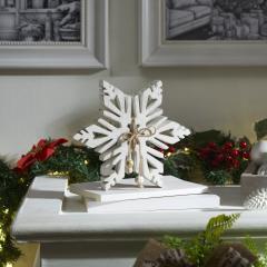 Distressed White Wooden Snowflake 5.75x5.75x1