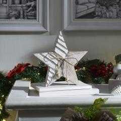 Winter Wonderland Distressed White Wooden Star 8x8x1