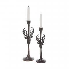 90018-Rustic-Stag-Metal-Candlestick-Holders-Set-of-2-10.5-12.5-inch-image-3