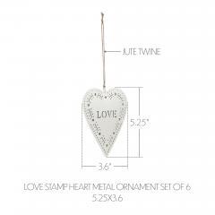 90021-Love-Stamp-Heart-Metal-Ornament-Set-of-6-5.25-inch-image-3
