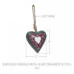 90023-Burgundy-Heritage-Metal-Heart-Ornament-Set-of-6-5-inch-image-3